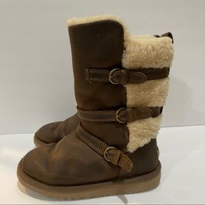 UGG Australia Glasgow Brown Leather Little Girl Size 1